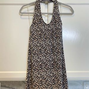 American Eagle xs halter leopard print dress